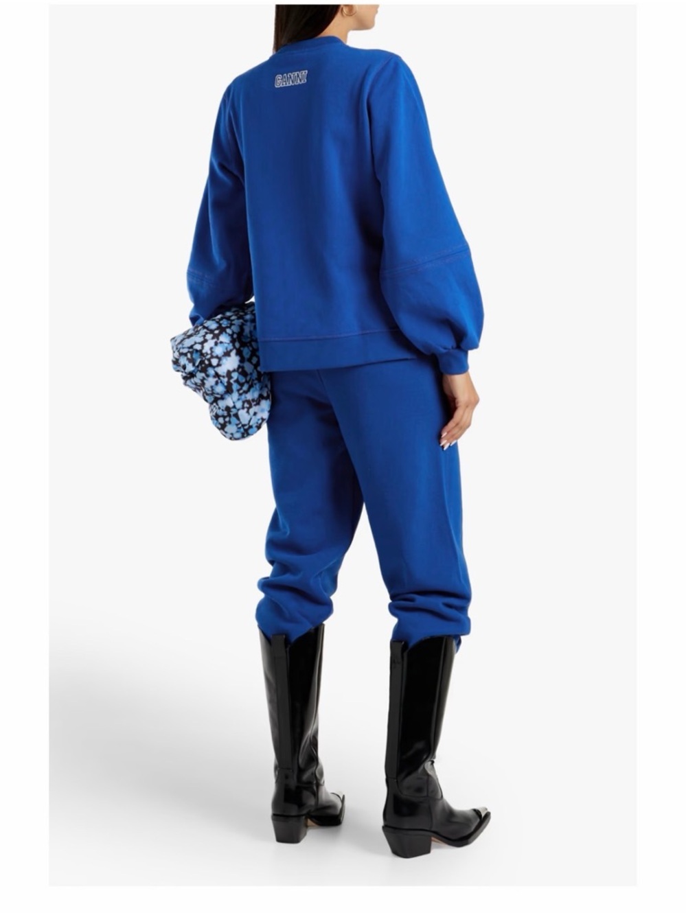 Ganni Embroidered cotton-blend fleece sweatshirt